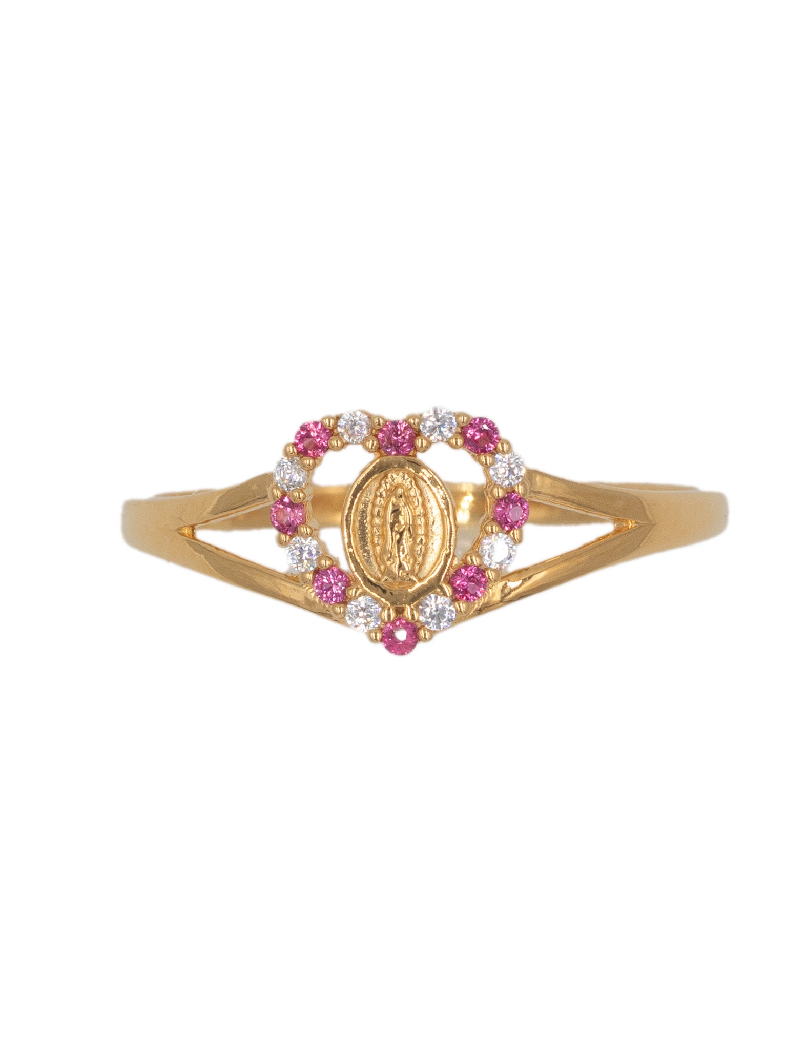 Pink and White Virgin Mary Ring