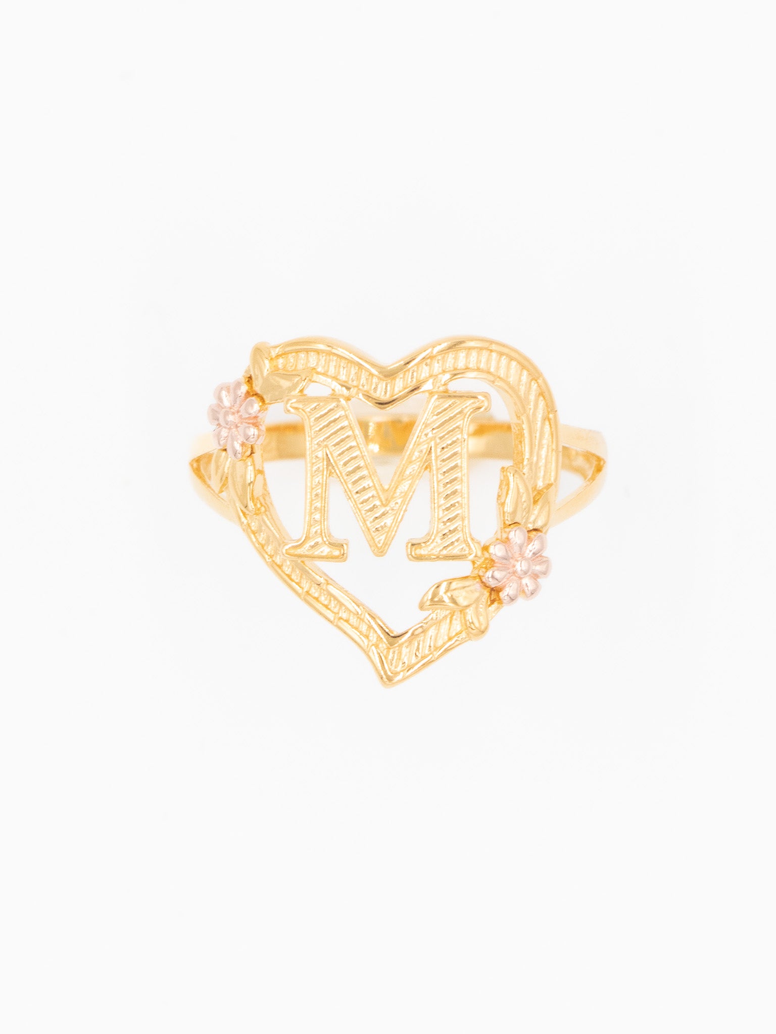 Floral Heart Initial Ring [N - Z]