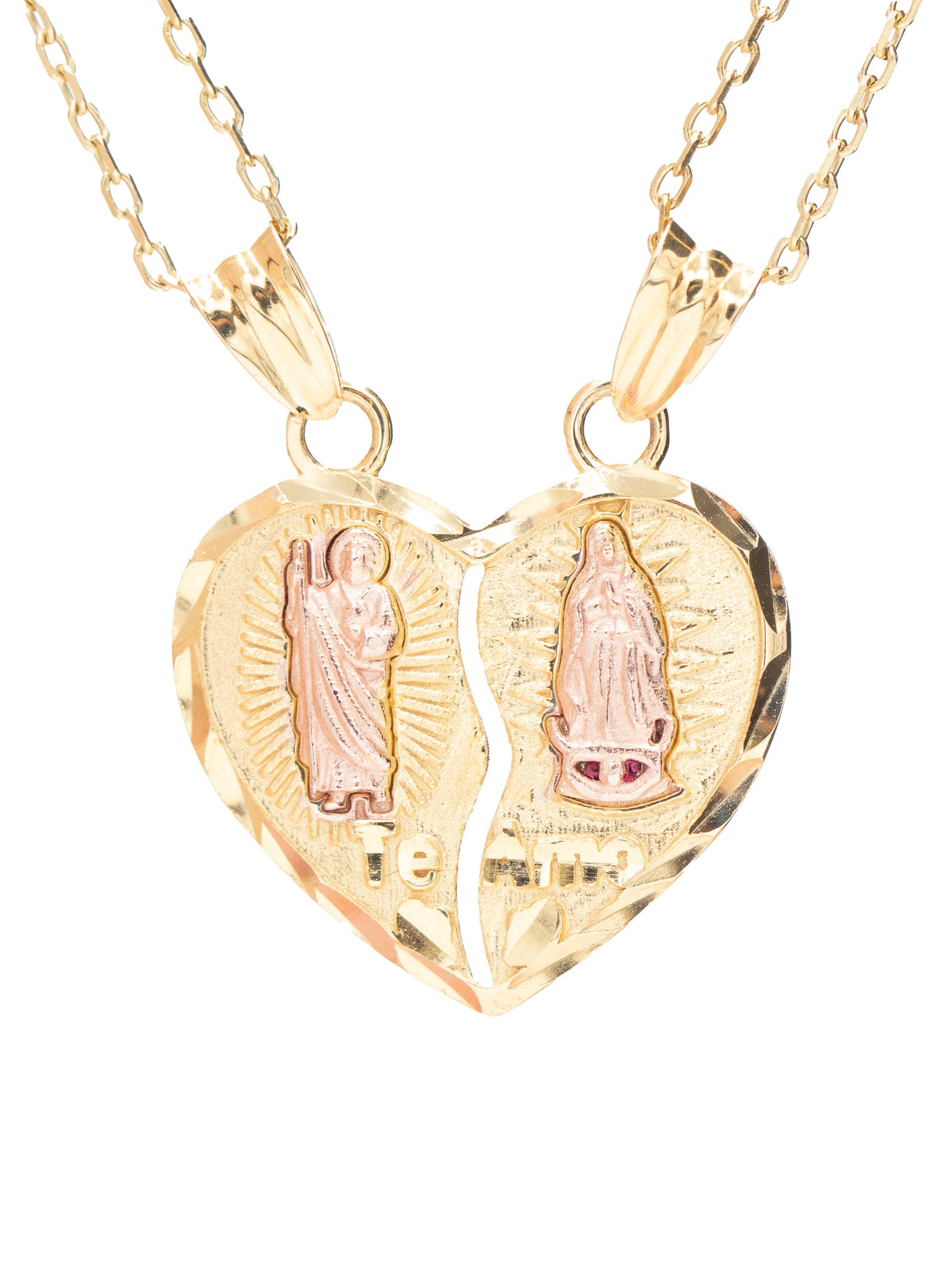 Mini Virgencita and San Judas Breakable Heart Necklace