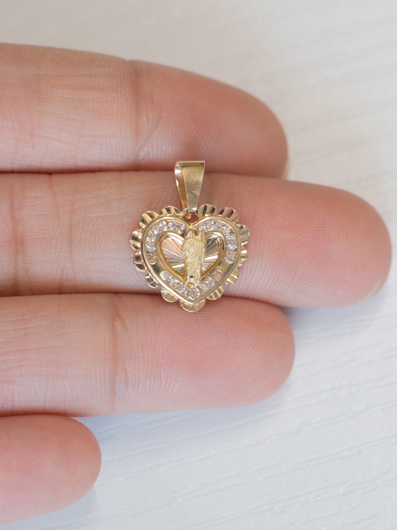 14K Three-Tone Gold San Judas Tadeo Heart Pendant – La Rosa Brand