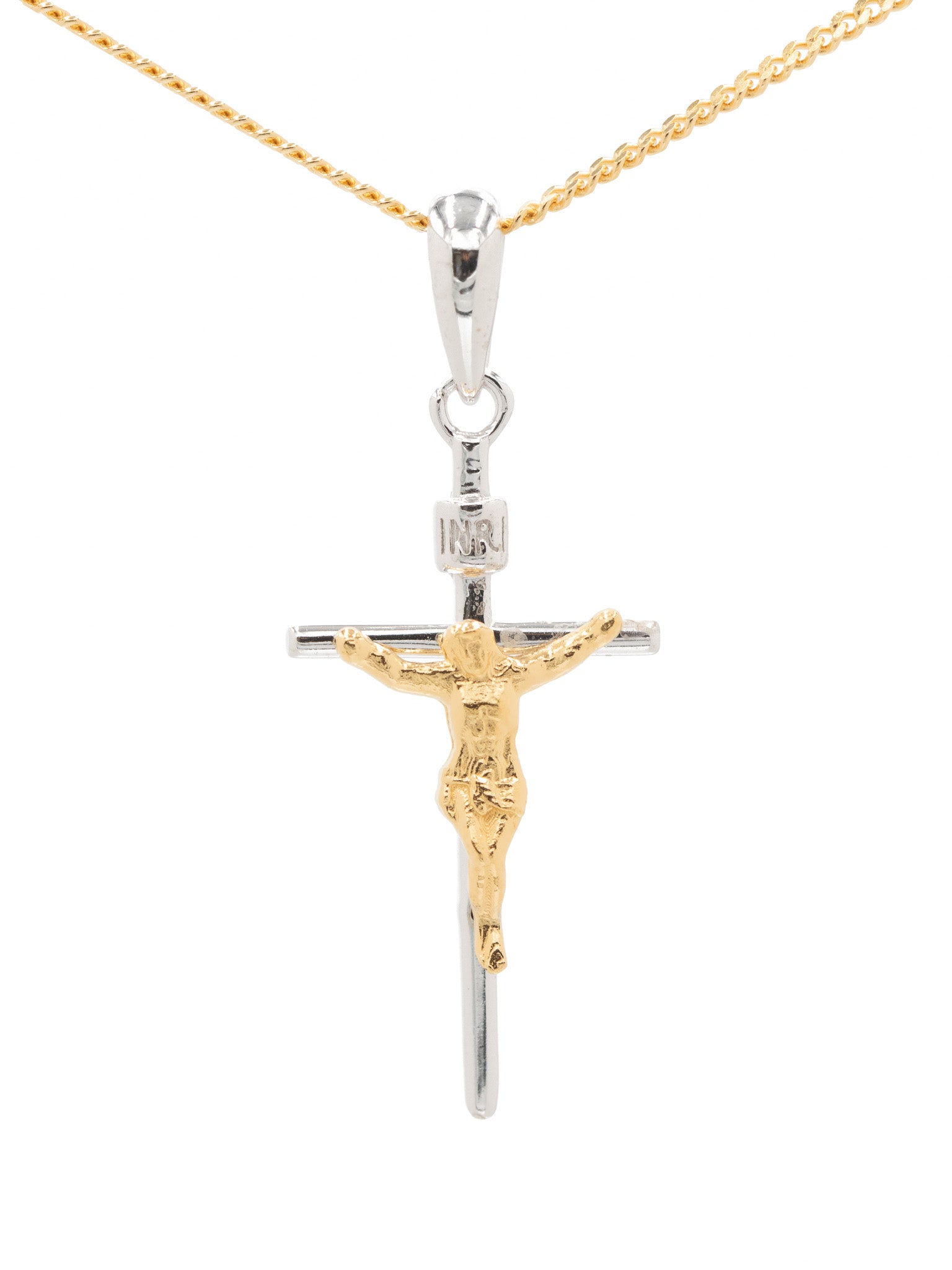 Two Toned Jesus Cross Necklace