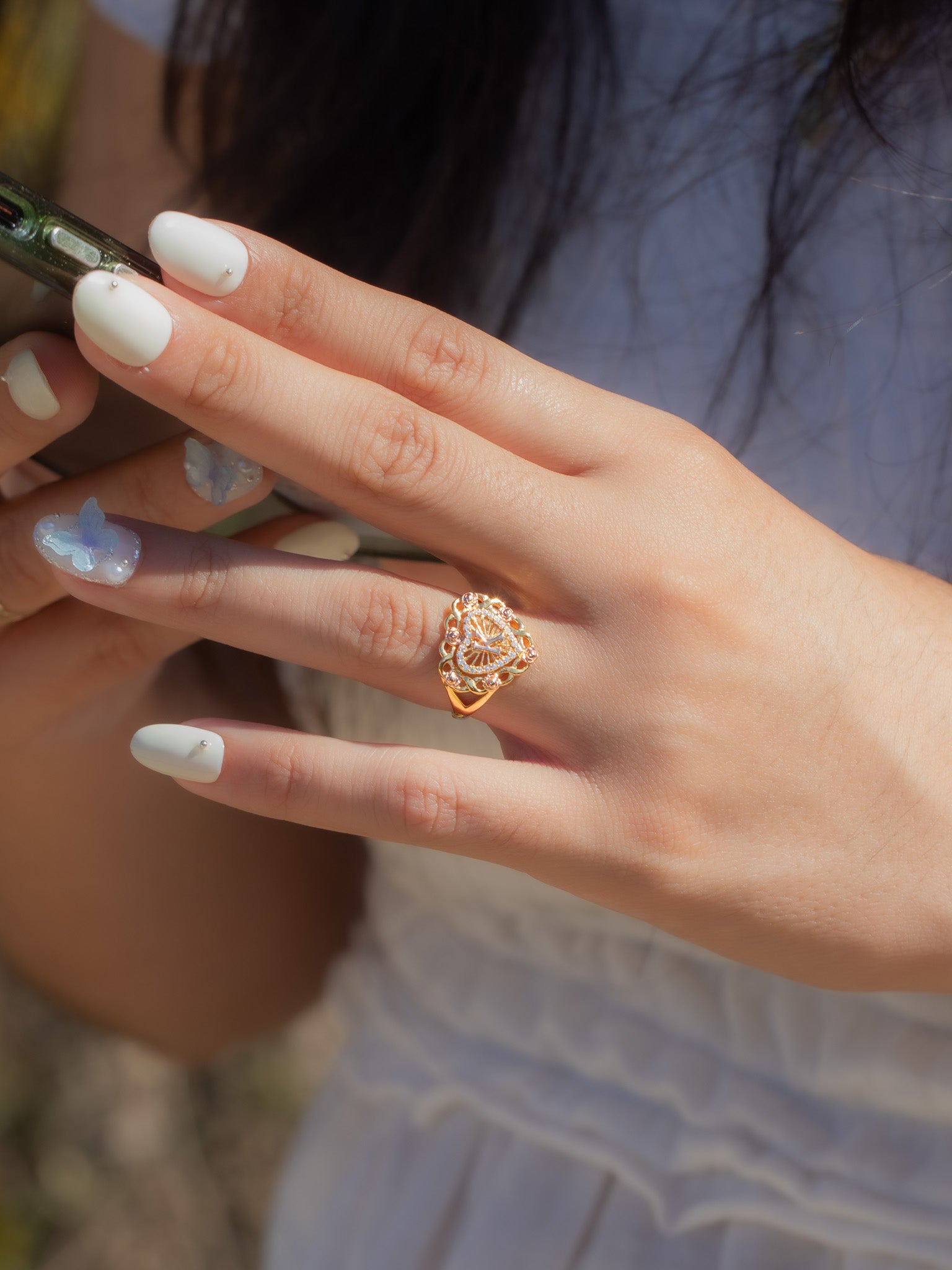 Rose Heart Initial Ring [A - M]