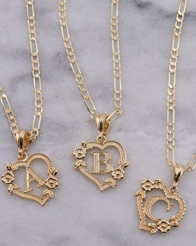 Floral Initial Letter Necklace – La Rosa Brand