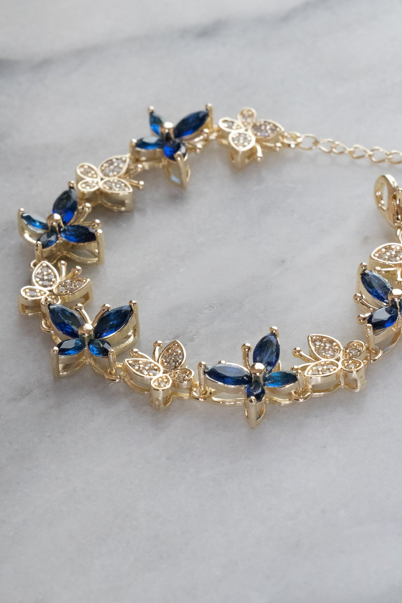 Midnight Blue Crystal Butterfly Bracelet