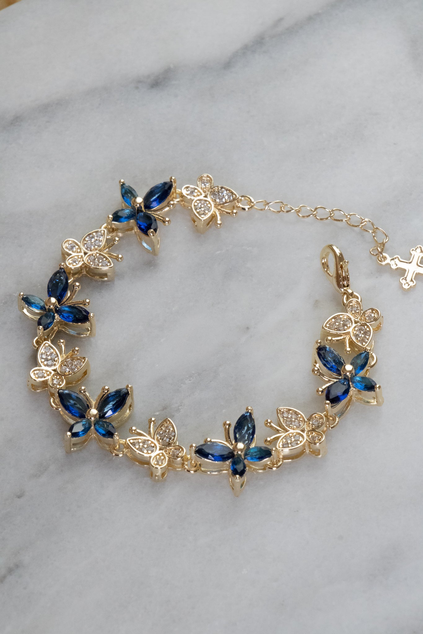 Midnight Blue Crystal Butterfly Bracelet