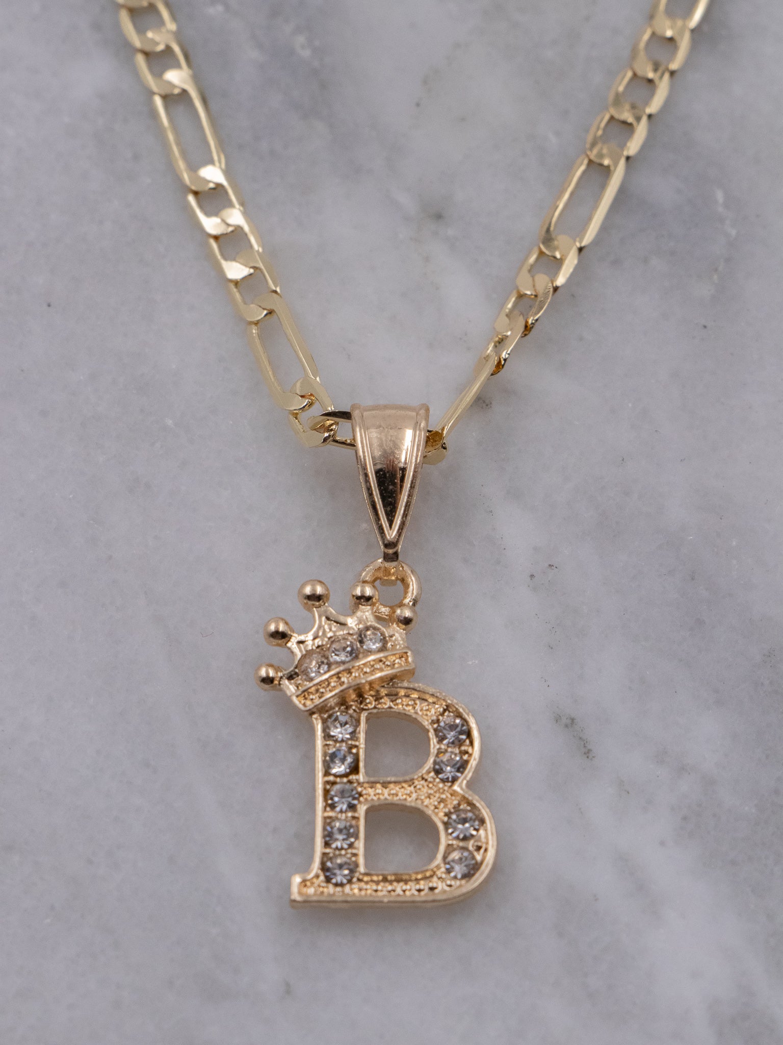 Crown Initial Letter Necklace