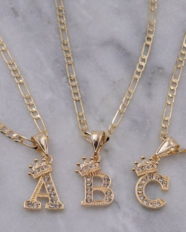 Crown Initial Letter Necklace – La Rosa Brand