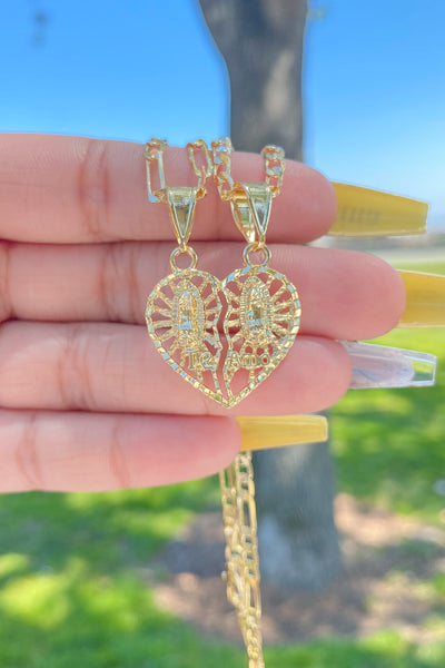 Gold Virgin Mary Breakable Heart Necklace