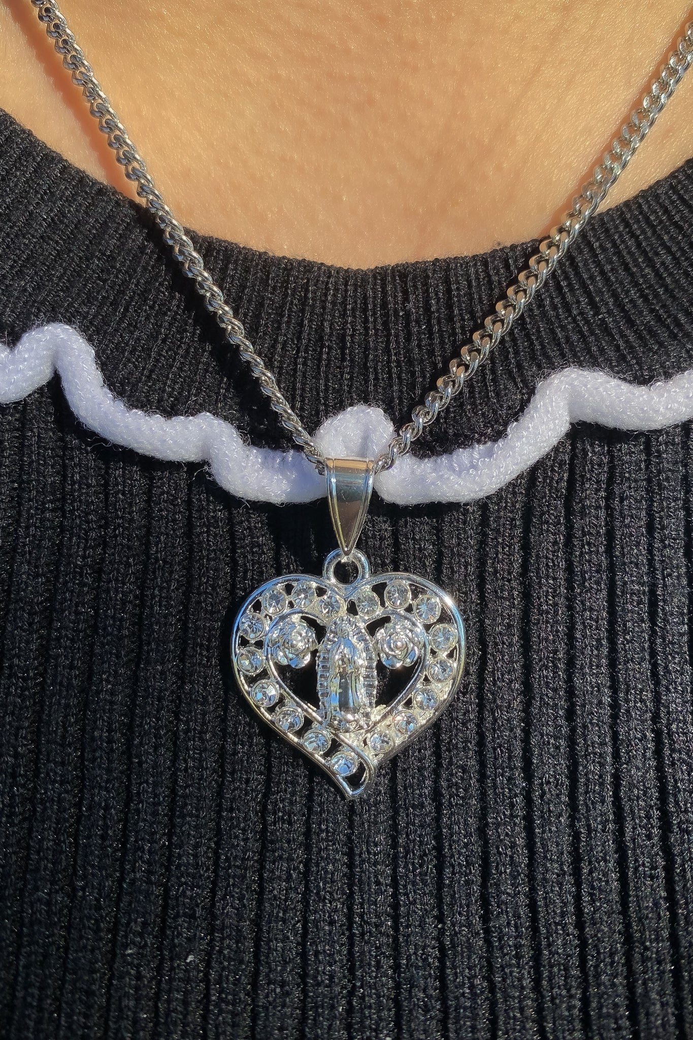 Silver Heart Lupita Necklace