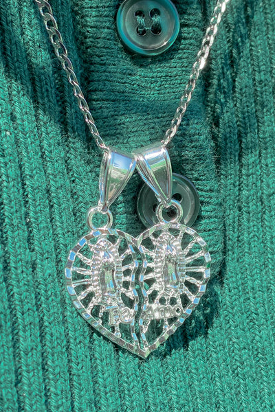 Silver Virgin Mary Breakable Heart Necklace