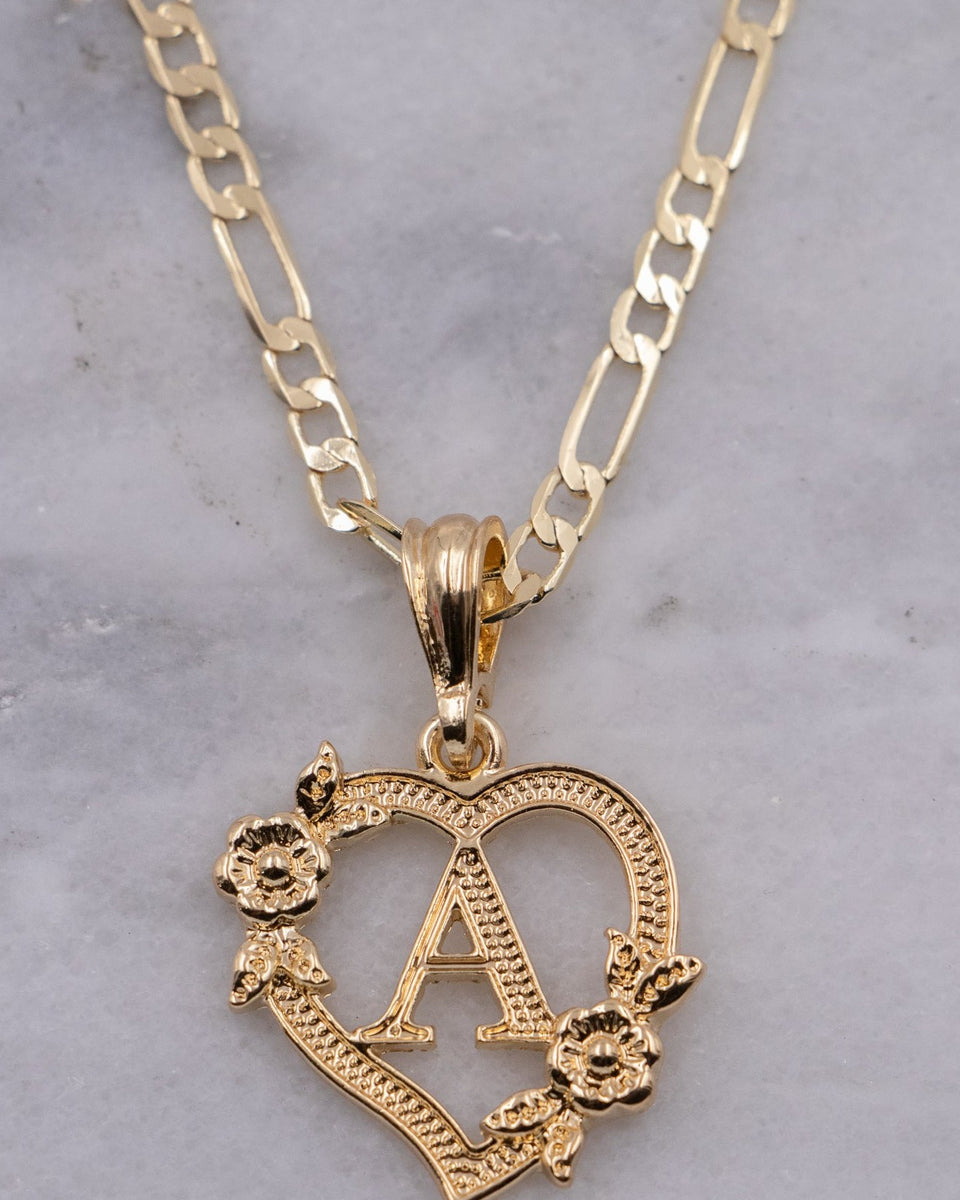 Floral Initial Letter Necklace – La Rosa Brand