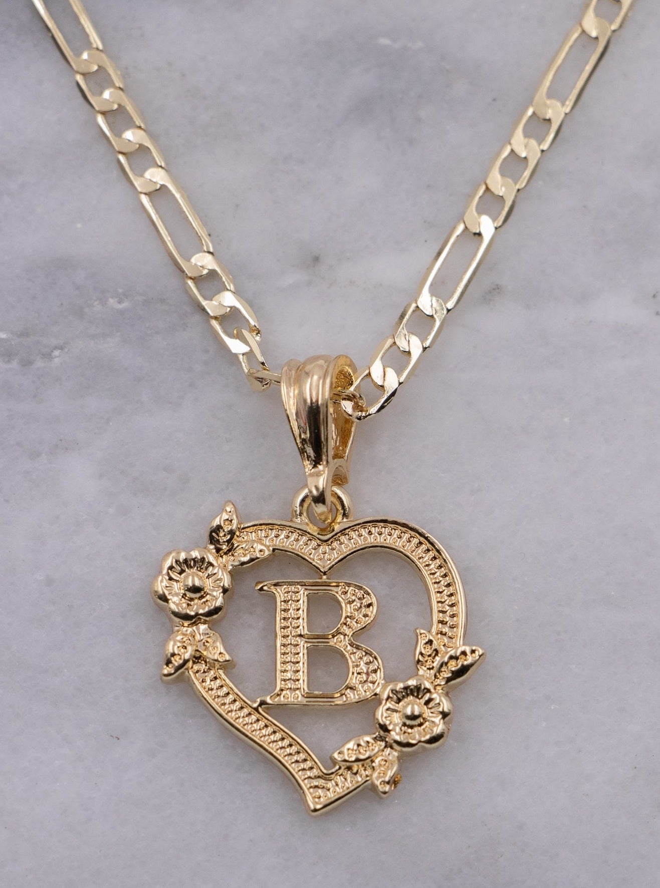 Floral Initial Letter Necklace